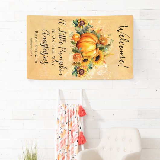 小さなカボチャ |ひまわり秋赤ちゃんシャワー 横断幕 (インサイチュ)
