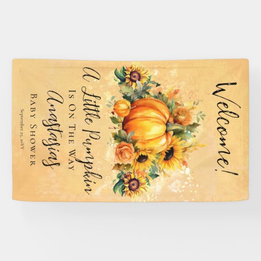 小さなカボチャ |ひまわり秋赤ちゃんシャワー 横断幕 (横)