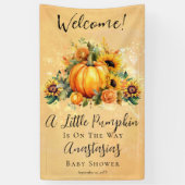 小さなカボチャ |ひまわり秋赤ちゃんシャワー 横断幕 (縦)