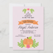 小さなカボチャ |女の子の赤ちゃんシャワー 招待状 (正面)