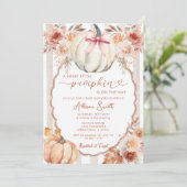 小さなカボチャbohoベビーブシャワーに弓を引く 招待状 (スタンド正面)