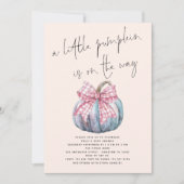 小さなカボチャPInk弓クリームベビーシャワー 招待状 (正面)