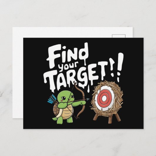 小さなカメが弓を目指して矢を放つ ポストカード (正面/裏面)