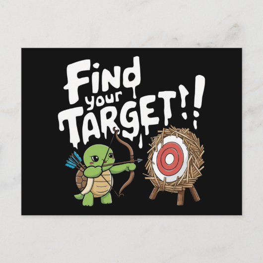 小さなカメが弓を目指して矢を放つ ポストカード (正面)