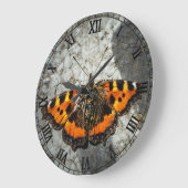 小さなカメの蝶 ラージ壁時計 (傾斜)