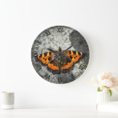 小さなカメの蝶 ラージ壁時計 (ホーム)