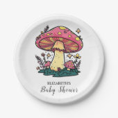 小さなカラフルキノコの赤ちゃんシャワー ペーパープレート (正面)