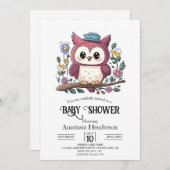 小さなカラフルフクロウの赤ちゃんシャワー 招待状 (正面/裏面)