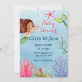 小さなカラフル人魚の赤ちゃんシャワー 招待状 (正面)