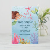 小さなカラフル人魚の赤ちゃんシャワー 招待状 (スタンド正面)