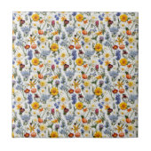 小さなカラフル印刷タイルに夏の花 タイル (正面)