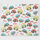 小さなカラフル少年モンスタートラックパターン ラッピングペーパー (フラット)