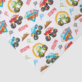 小さなカラフル少年モンスタートラックパターン 薄葉紙 (詳細)