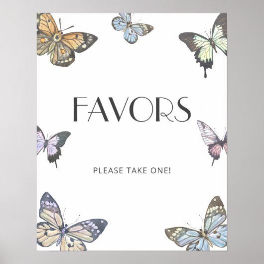 小さなカラフル蝶の赤ちゃんシャワーが好き ポスター (正面)