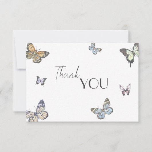 小さなカラフル蝶の赤ちゃんシャワー サンキューカード (正面)