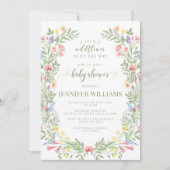 小さなカラフル野花boho赤ちゃん女の子シャワー 招待状 (正面)