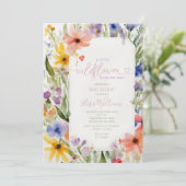 小さなカラフル野草の赤ん坊が緑をシャワー 招待状 (スタンド正面)