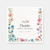 小さなカラフル野草フローラの赤ちゃんシャワー スタンダードカクテルナプキン (正面)