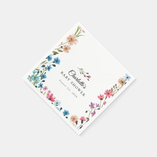 小さなカラフル野草フローラの赤ちゃんシャワー スタンダードカクテルナプキン (角)