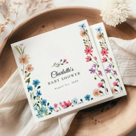 小さなカラフル野草フローラの赤ちゃんシャワー スタンダードカクテルナプキン