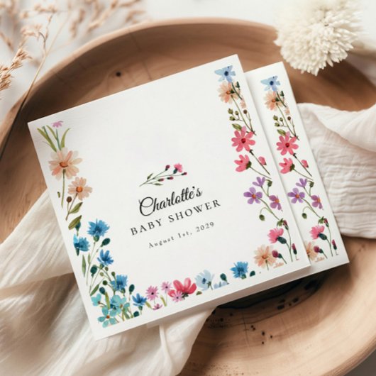 小さなカラフル野草フローラの赤ちゃんシャワー スタンダードカクテルナプキン