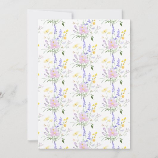 小さなカラフル野草坊ほ赤ちゃん女の子シャワー 招待状 (裏面)