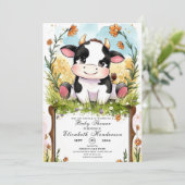 小さなカラフルBoho牛の赤ちゃんシャワー 招待状 (スタンド正面)