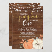 小さなカ素朴ボチャが一つの誕生日 招待状 (正面/裏面)