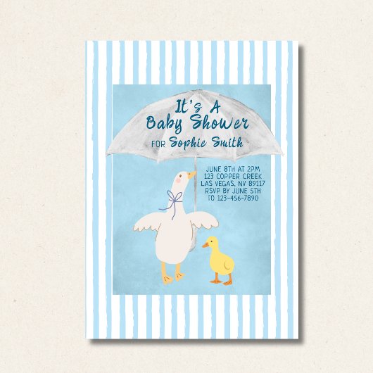 小さなガチョウがストーリーブックの赤ちゃんシャワーを途中にある 招待状