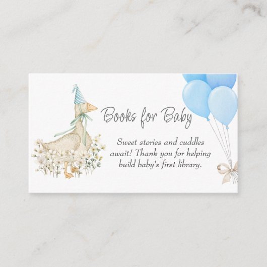 小さなガチョウ野草の赤ちゃんシャワー本ベビー エンクロージャーカード (正面)