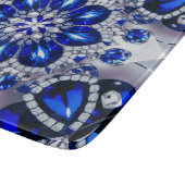 小さなガラスのカットボードと青い白の色 カッティングボード (角)