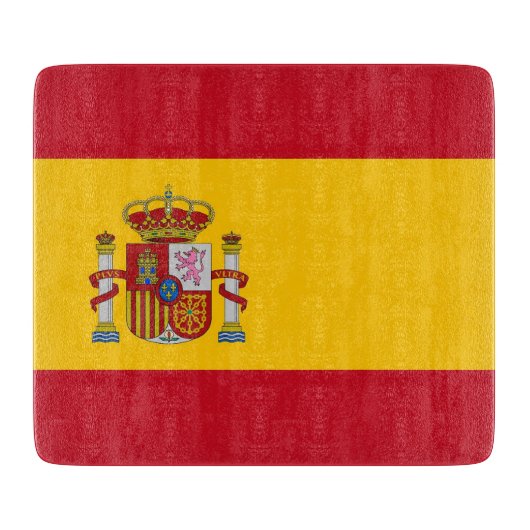 小さなガラス板とスペイン国旗 カッティングボード (正面)
