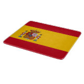小さなガラス板とスペイン国旗 カッティングボード (角)