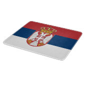 小さなガラス板とセルビア国旗 カッティングボード (角)