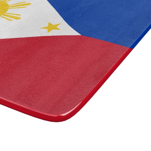 小さなガラス板とフィリピン国旗 カッティングボード (角)