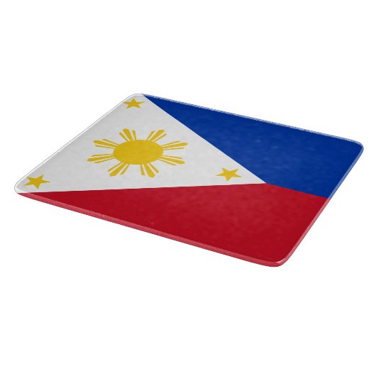 小さなガラス板とフィリピン国旗 カッティングボード (角)