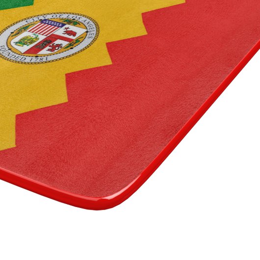 小さなガラス板と旗ロサンゼルス カッティングボード (角)