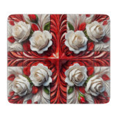 小さなガラス板(英語バラ付) カッティングボード (正面)