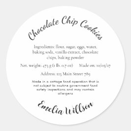 小さなキッチンからのカントリーローCookieラベル ラウンドシール