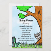 小さなキツネと森の友人ボーイズベビーシャワー 招待状 (裏面)