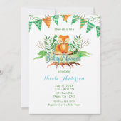 小さなキツネの森の水の色の赤ちゃんシャワー 招待状 (正面)