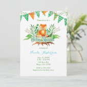 小さなキツネの森の水の色の赤ちゃんシャワー 招待状 (スタンド正面)