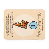 小さなキツネバルーン付き1st誕生日 マグネット (横)