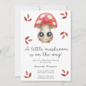 小さなキノコがベビーシャワーの途中にある 招待状 (正面)
