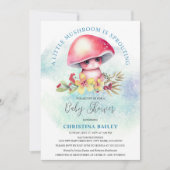 小さなキノコが赤ん坊のシャワーを発芽している 招待状 (正面)