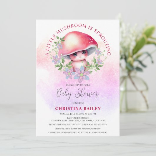 小さなキノコが赤ん坊のシャワーを発芽している 招待状 (スタンド正面)