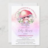 小さなキノコが赤ん坊のシャワーを発芽している 招待状 (正面)