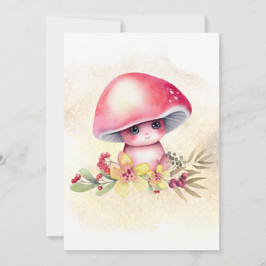 小さなキノコが赤ん坊のシャワーを発芽している 招待状 (裏面)