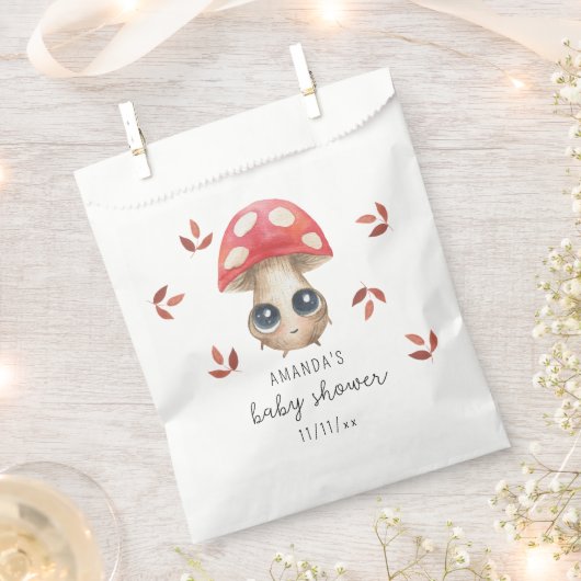 小さなキノコが途中にある – 赤ちゃんシャワー フェイバーバッグ (クリップ留めされた状態)