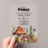 小さなキノコのお洒落秋赤ちゃんシャワー アクリル招待状 (インサイチュ (ポータブル))